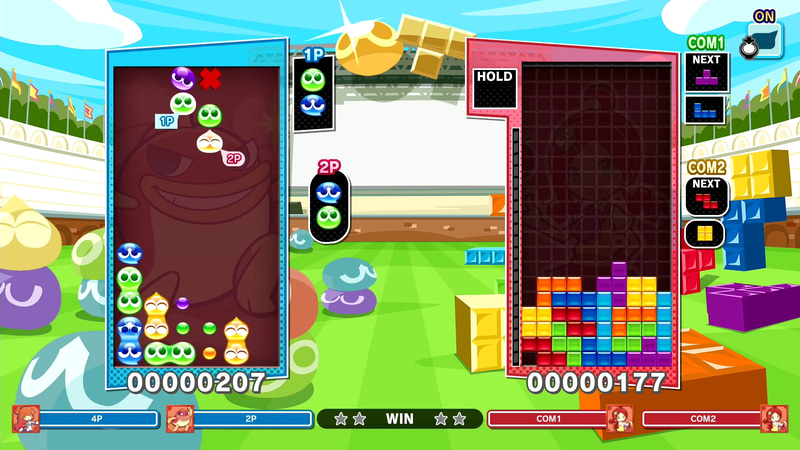 組ぷよやテトリミノが1つのフィールドに2つ同時に落下してくる