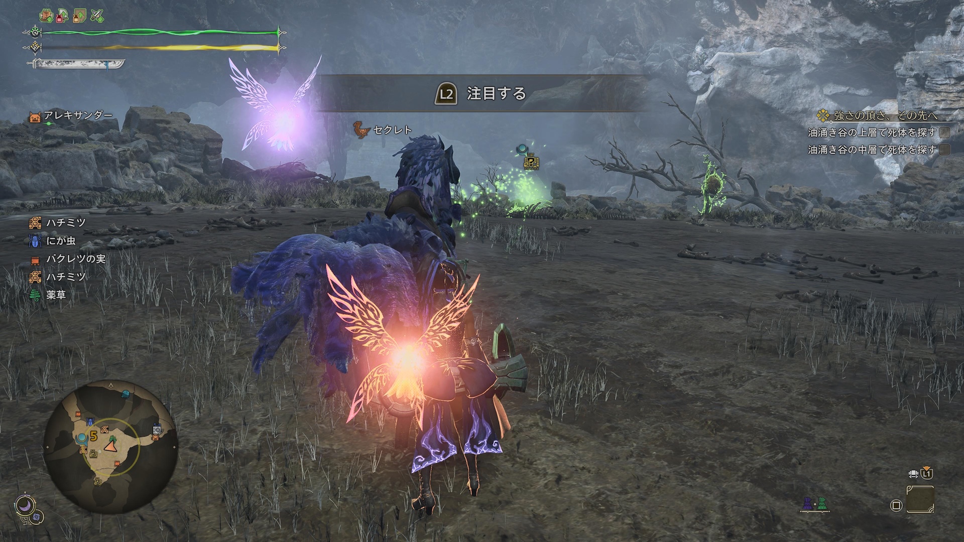 さらに目的に近づくと「注目する」というアクションが行なえるようになるので、ボタンを押してみよう