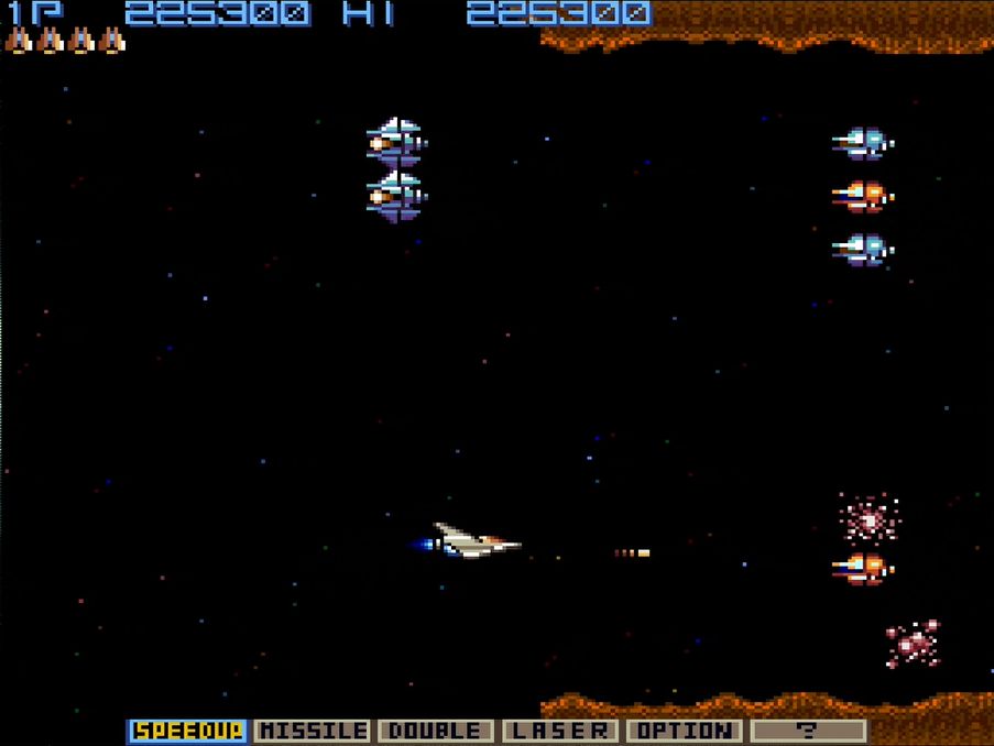 ミスをすると、リスタート時にせっかく装備したパワーアップがすべて消滅してしまう