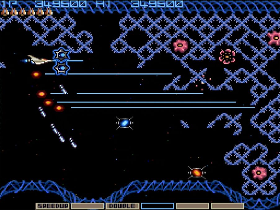 ステージ6の細胞ステージは障害物が多いので、レーザーがないと苦しい