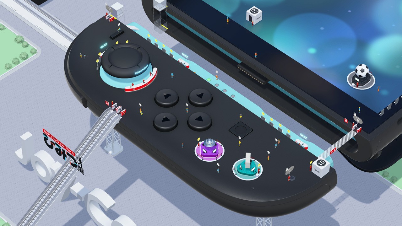 ひみつ展では、巨大なSwitch2の上を歩きながら、展示されている解説やミニゲームを巡っていく