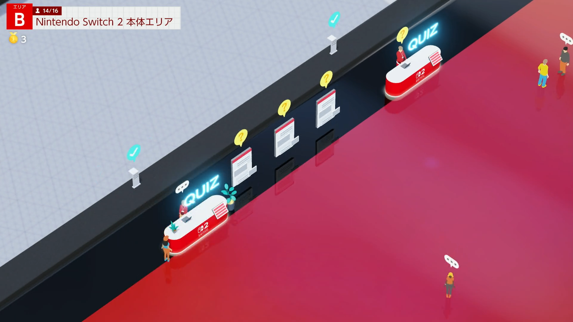 ボードが複数出現。ここから赤いゲームカードについて学んで、最後にクイズを解くという流れだ