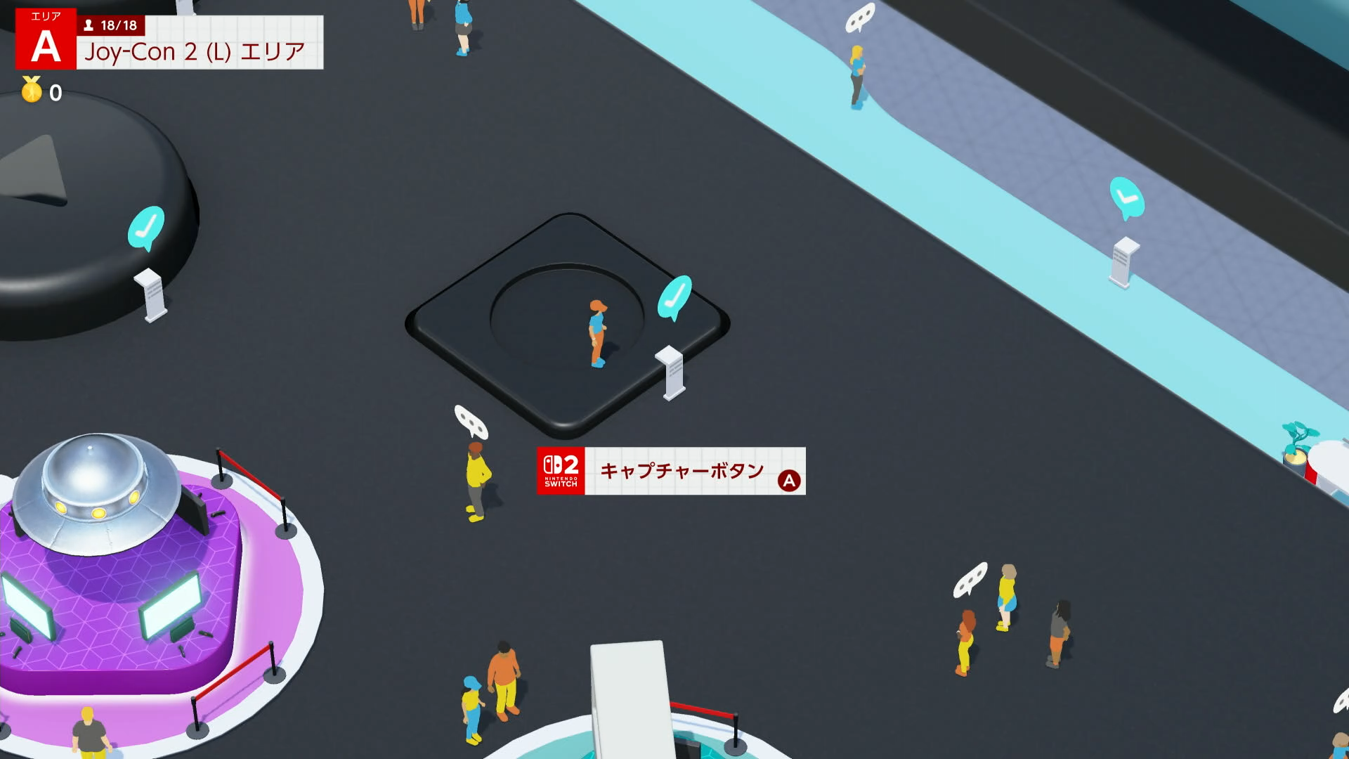 本体やJoy-Con 2のボタン、センサーの位置がわかるスタンプが各所に設置されている