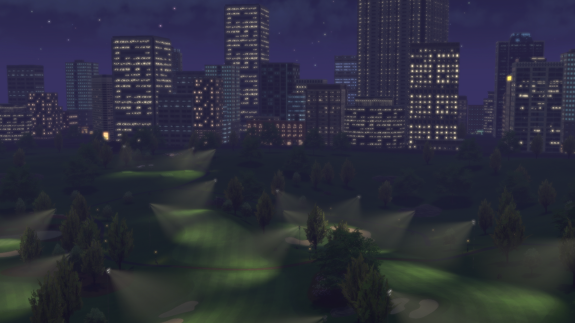 都会のオアシスのような「セントラルホークゴルフコース」はナイトコースもライトアップされて楽しそう