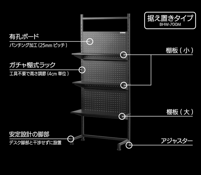 突っ張りタイプ：大1枚、小3枚、据え置きタイプ：大1枚、小2枚