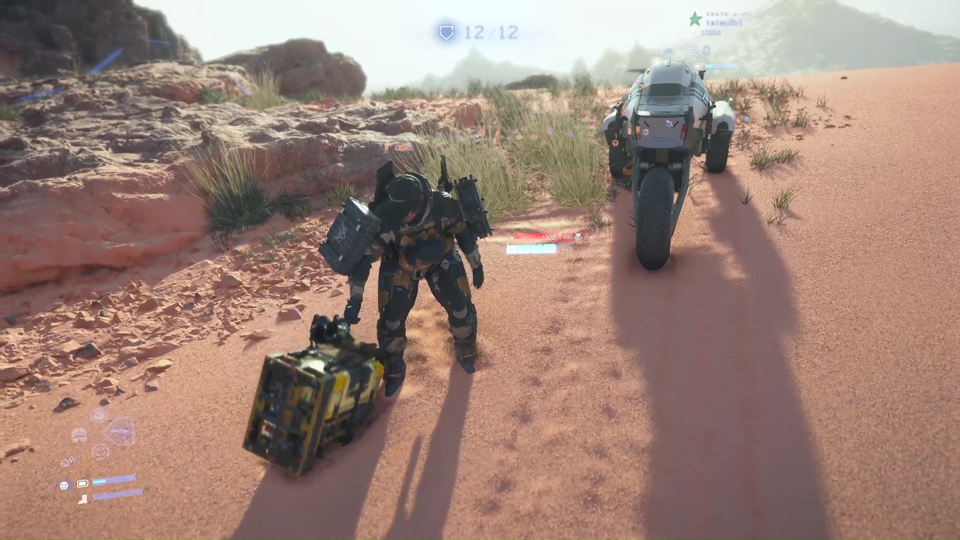 バックパックを下ろして行動するサム。動きやすくなるが、装備できる武器の数が限られてしまう