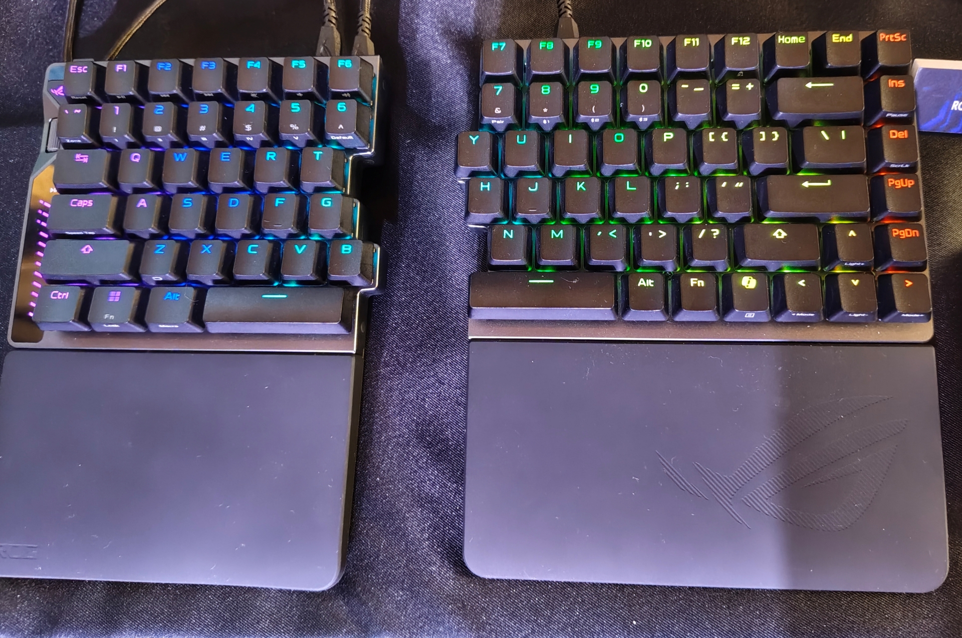 左右分割スタイルのエルゴノミクスゲーミングキーボード「ROG Falcata」も参考展示