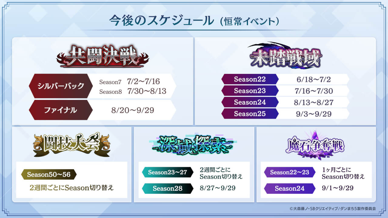 今後スケジュール（恒例イベント）