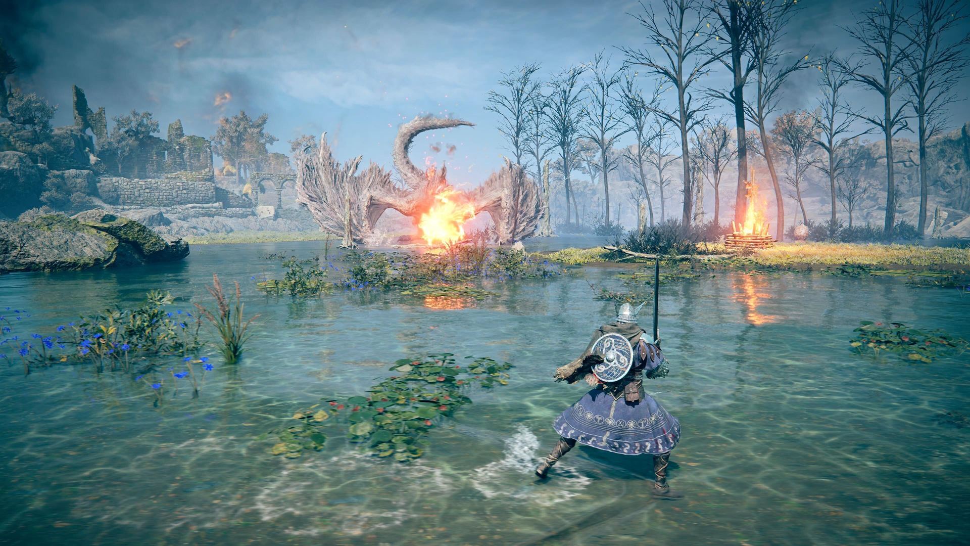 水面の表現や炎の揺らめきなど、リアルな描画でゲームの世界に没入できる