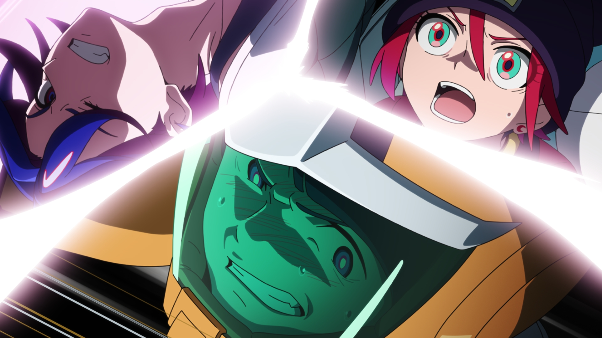 まさにガンダム世界のバトル演出という感じで盛り上がる