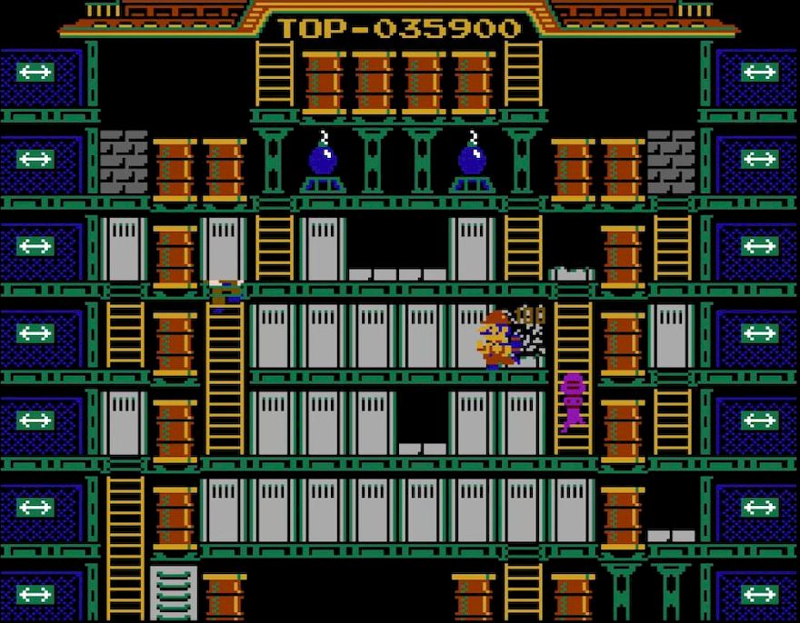 ボタンを押すとマリオがハンマーを振り、壁を豪快に叩き壊す