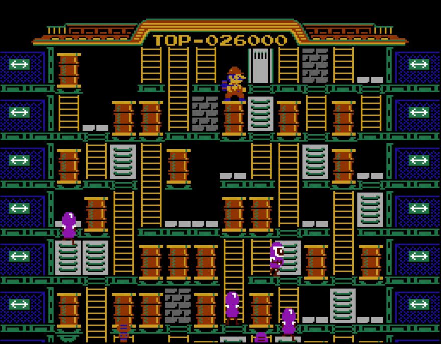 床に挟まれたドラム缶の上に落ちると、ジャンプできないマリオは脱出不可能になってしまう