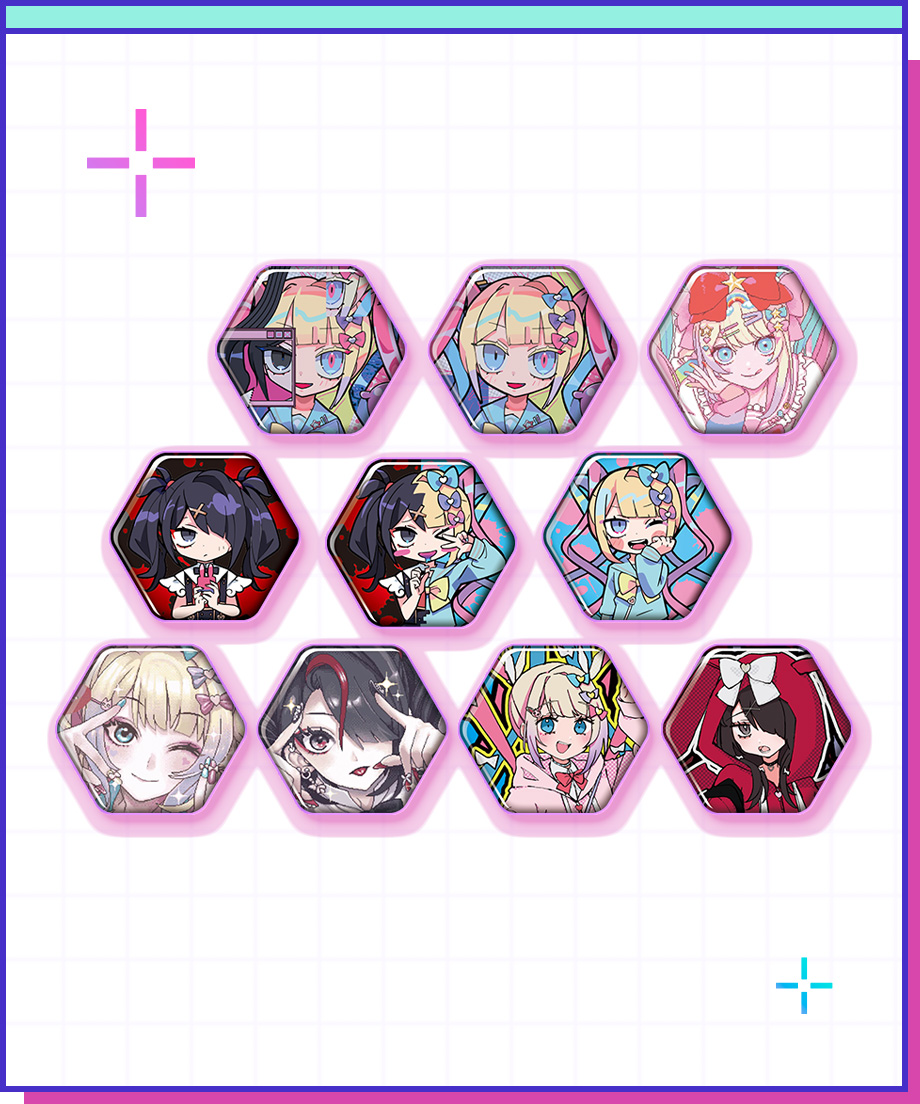 F賞：六角形缶バッジ