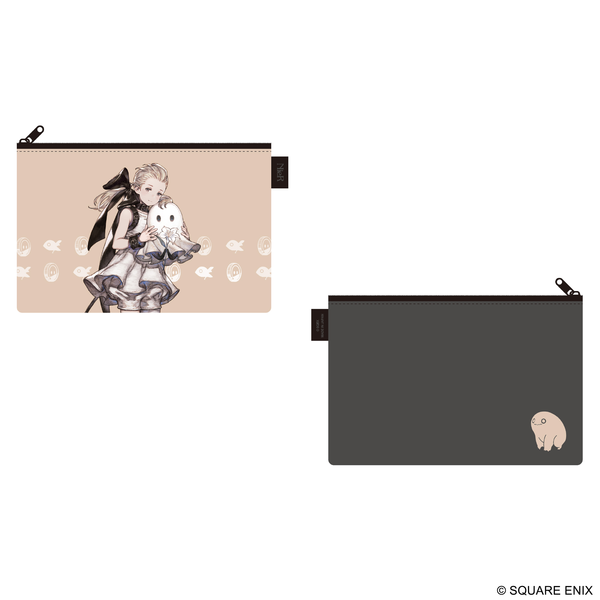 「NieR Series 15th Anniversary ポーチ 2B&ポッド042 / 少年ニーア&白の書 / フィオ&ママ」価格：:各1,980円