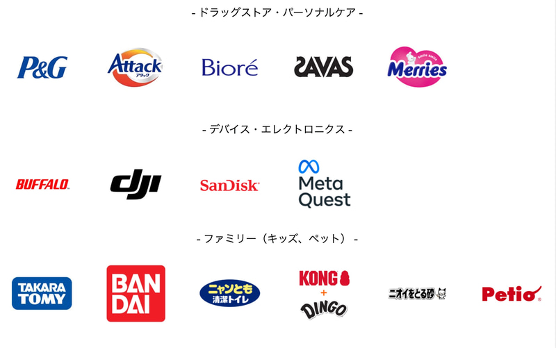 今回新たに登場した“ブランドセレクション商品購入でポイント還元アップ”の対象商品はキャンペーンページより確認できる。対象品はカテゴリ別でブランドごとに確認できるのでわかりやすい。例えばデバイス系であれば「バッファロー」、おもちゃ関連であれば「タカラトミー」や「バンダイ」といったブランドからチェックできる