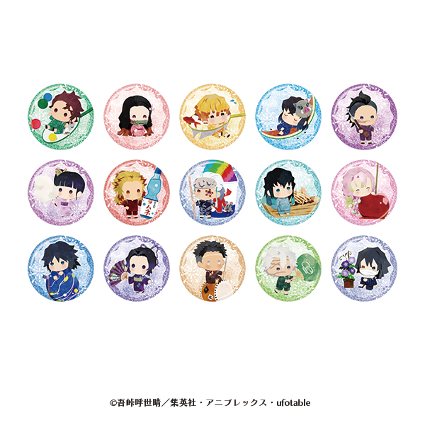 アニメ「鬼滅の刃」ゆらふわシリーズ サマーver. ランダムホログラム缶バッジ 500円 発売日：7月15日10時〜 なくなり次第終了