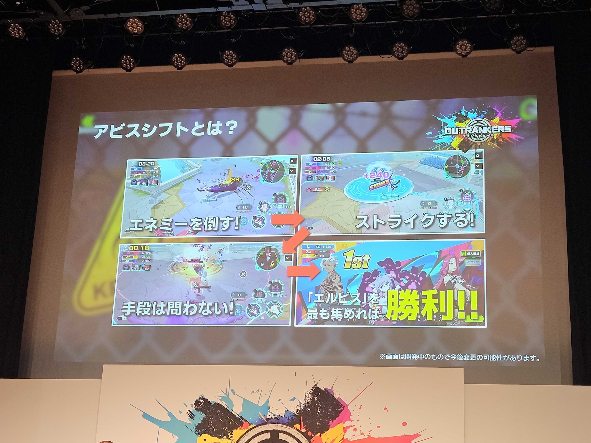 左から、コスプレイヤー 夏目まどかさん（クラリス衣装）、プロゲーマー 板橋ザンギエフ選手、女優・タレント 桃月なしこさん、声優 新井里美さん、コスプレイヤー 清水れいさん（リン衣装）