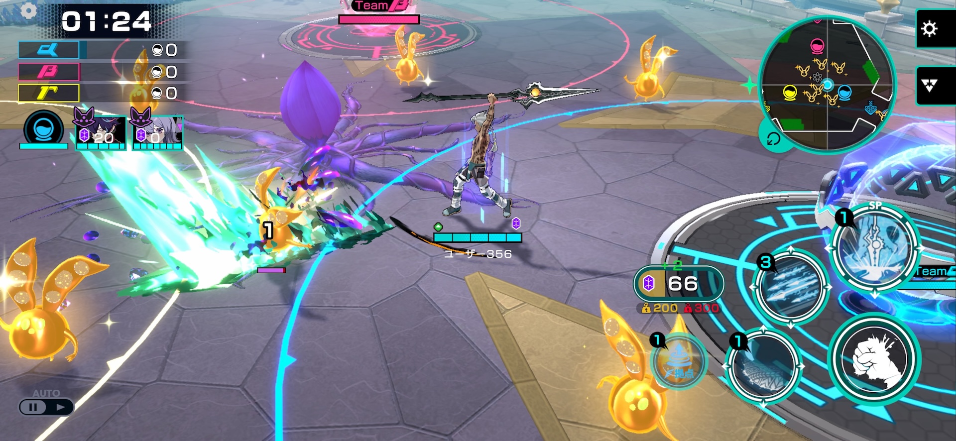 左から、コスプレイヤー 夏目まどかさん（クラリス衣装）、プロゲーマー 板橋ザンギエフ選手、女優・タレント 桃月なしこさん、声優 新井里美さん、コスプレイヤー 清水れいさん（リン衣装）