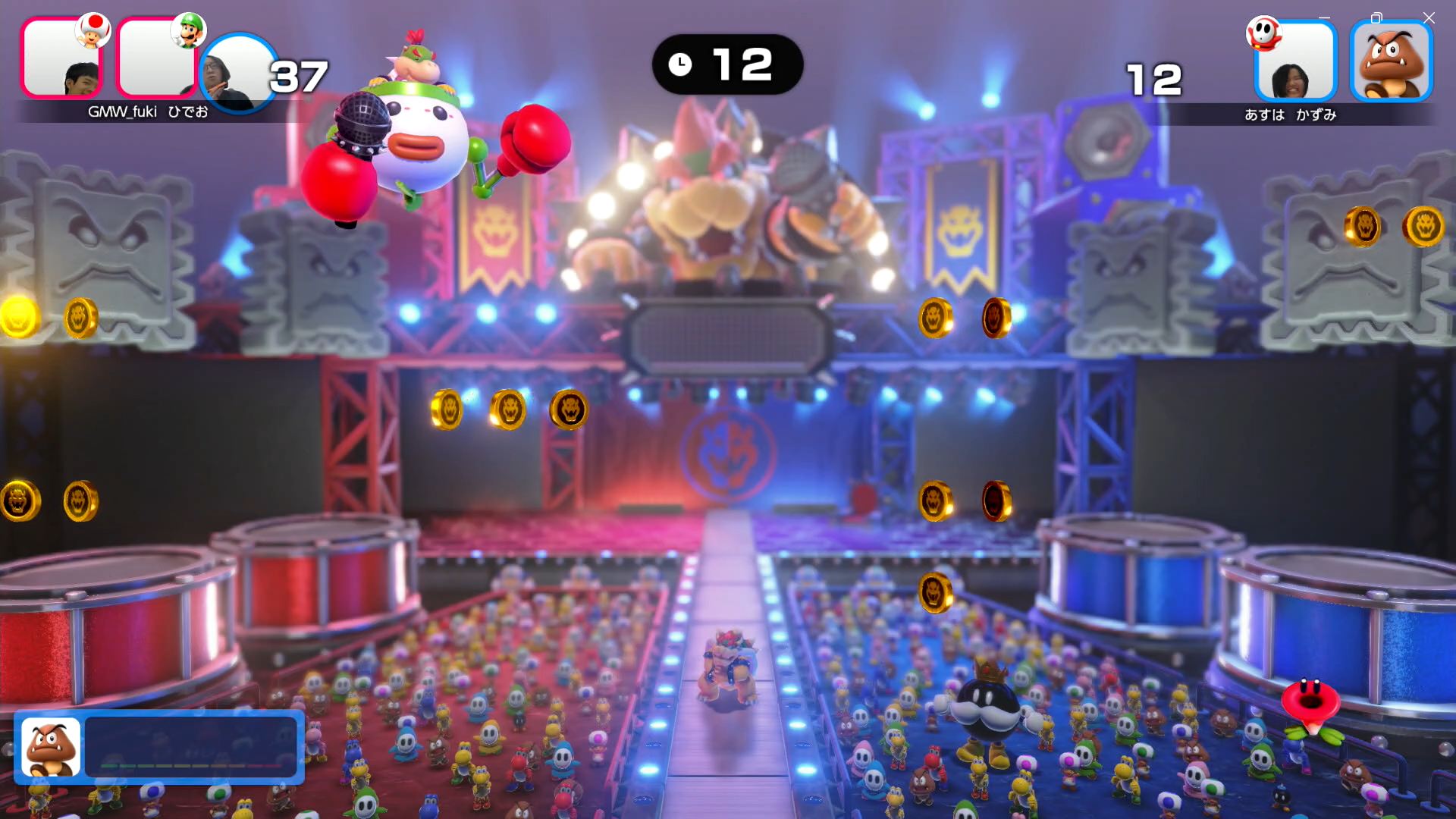 「ボイスでアップダウン」のプレイ中の様子。マイクの感度が高いのであまり大きな声を出す必要はない