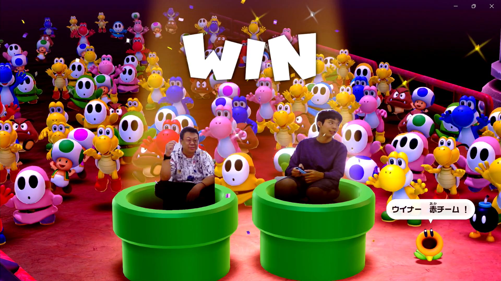 赤チームが勝利