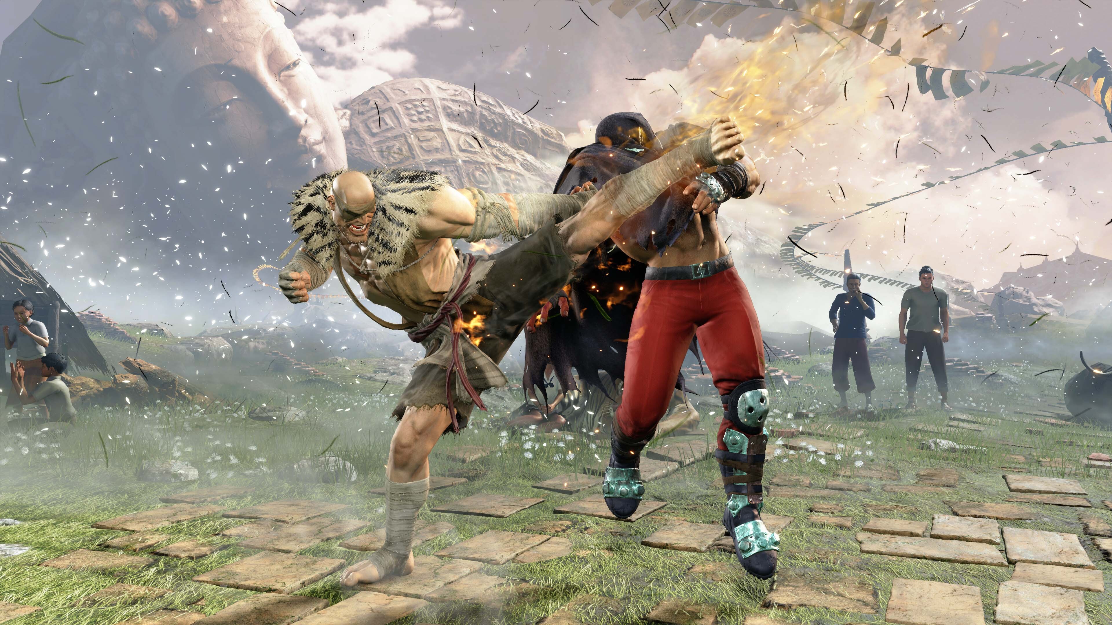 「タイガーグリード」は、ガードされてもサガットが先に動ける有利状態を作れる技。ただし、しゃがんでいる相手にはヒットしない