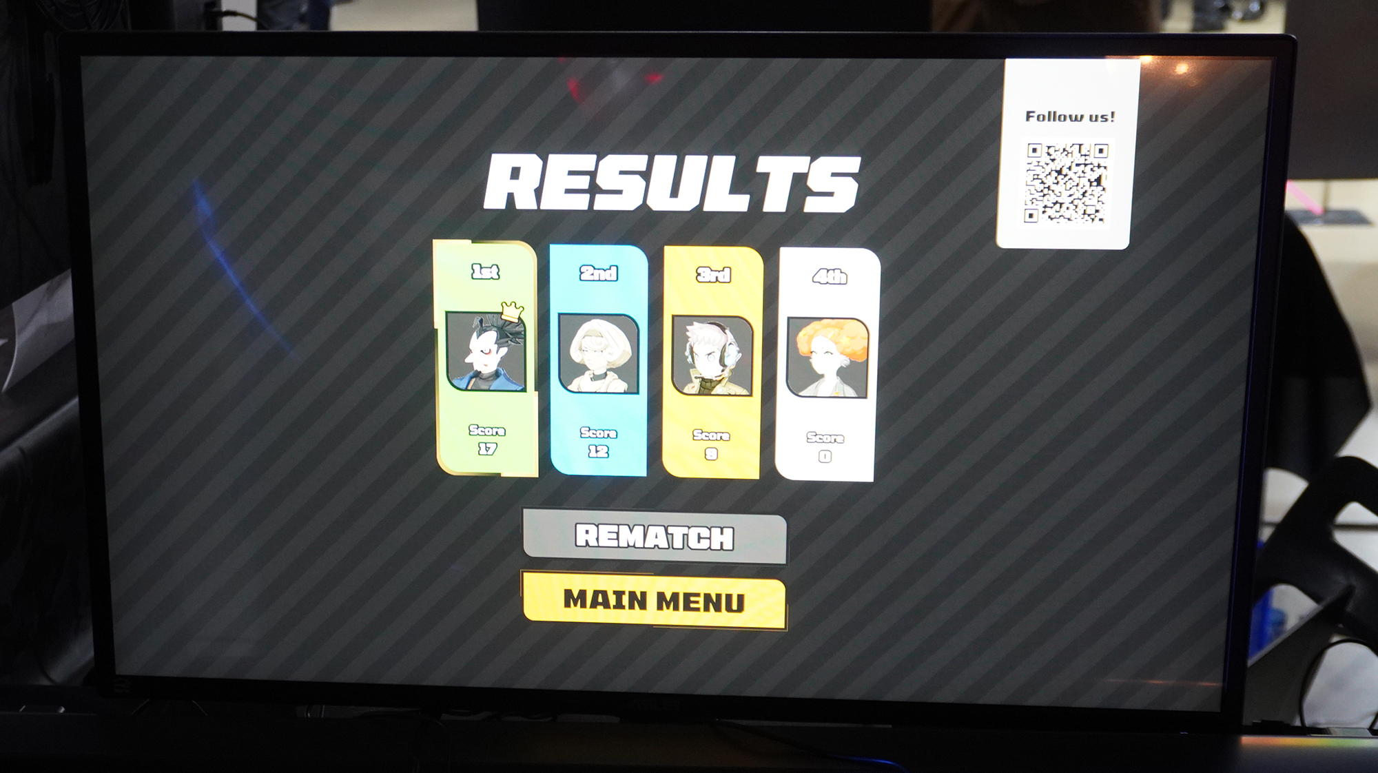 勝敗の画面。まだ必要最低限の実装という感じではあるが、システムの完成度は高かった
