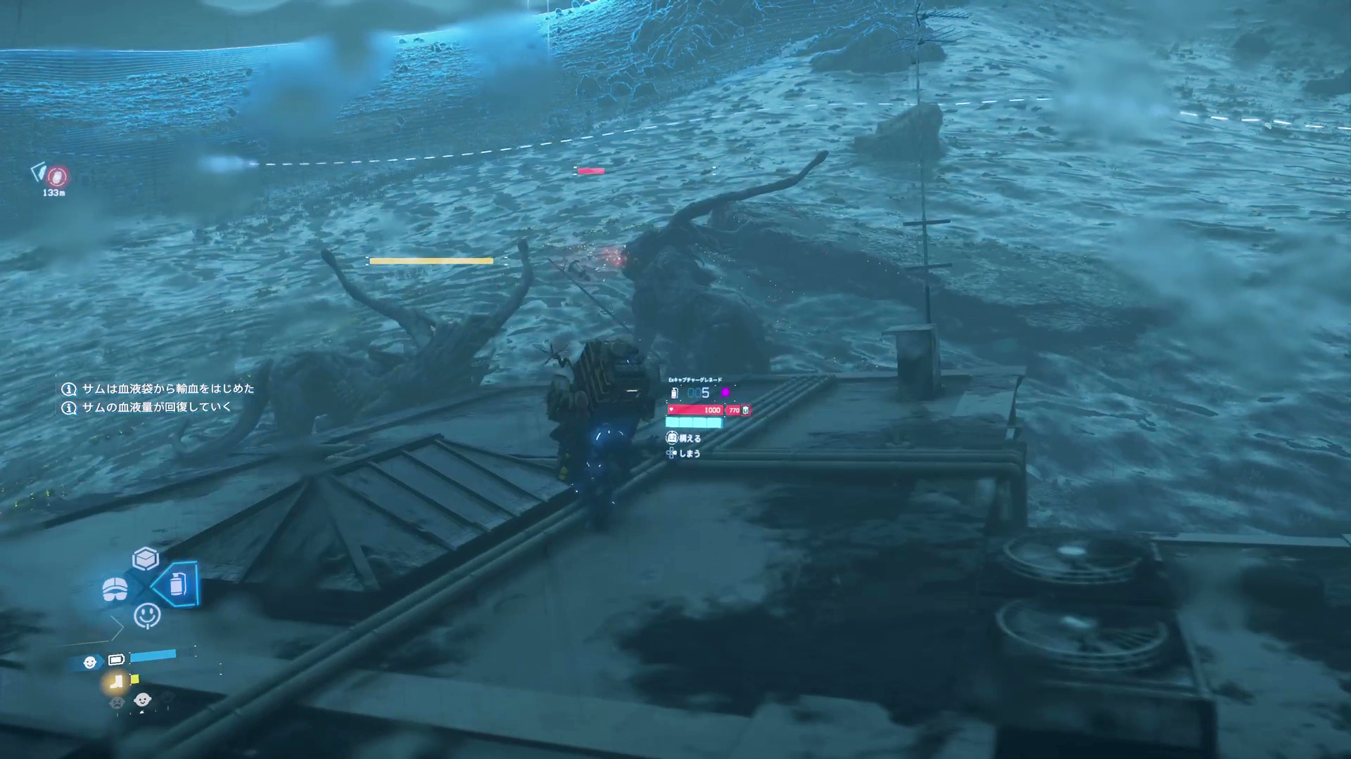 センサーを打つと対象のHPゲージが表示される。赤くなったときがキャプチャーのチャンスだ