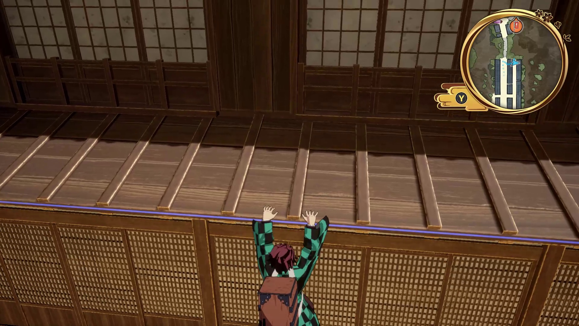 フィールドにある建物や自然環境の縁部分に青色のラインが表示されている箇所は“登る”ことが可能