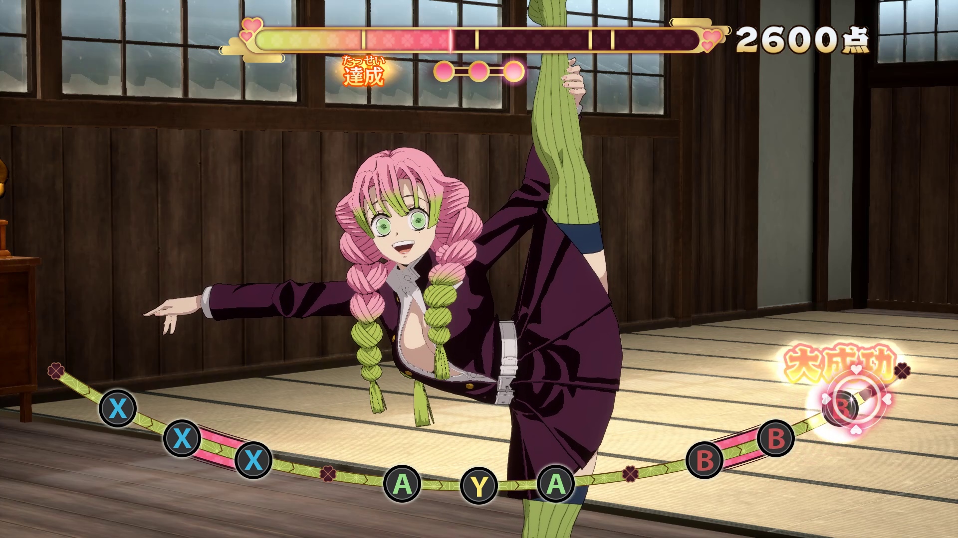 柱稽古では柱との戦闘訓練や、甘露寺蜜璃の地獄の柔軟訓練などのミニゲームが遊べる