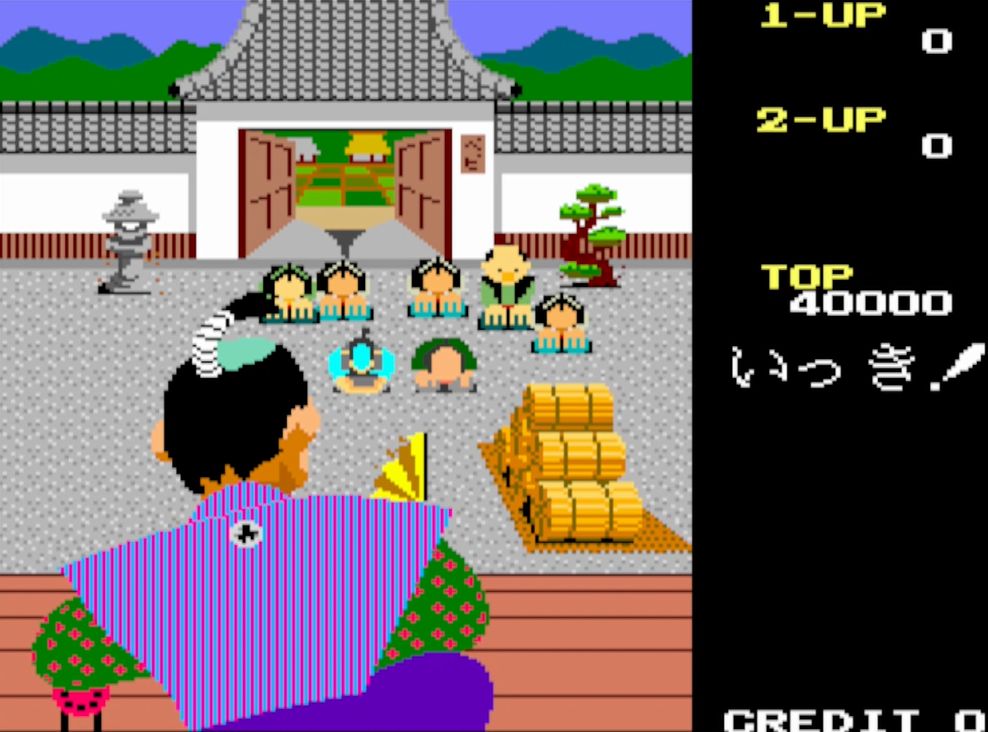 デモ画面には権べと田吾が、お代官様に年貢の取り立てを勘弁してもらうシーンが登場