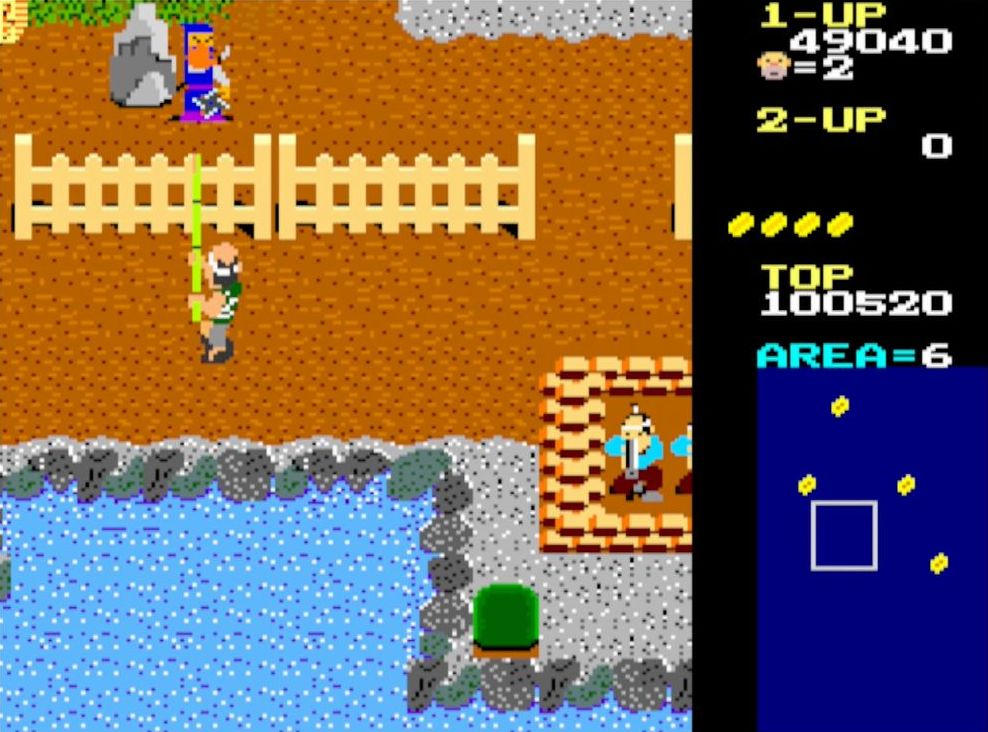 緑色の巻物を取ると、権べが竹ヤリを装備する