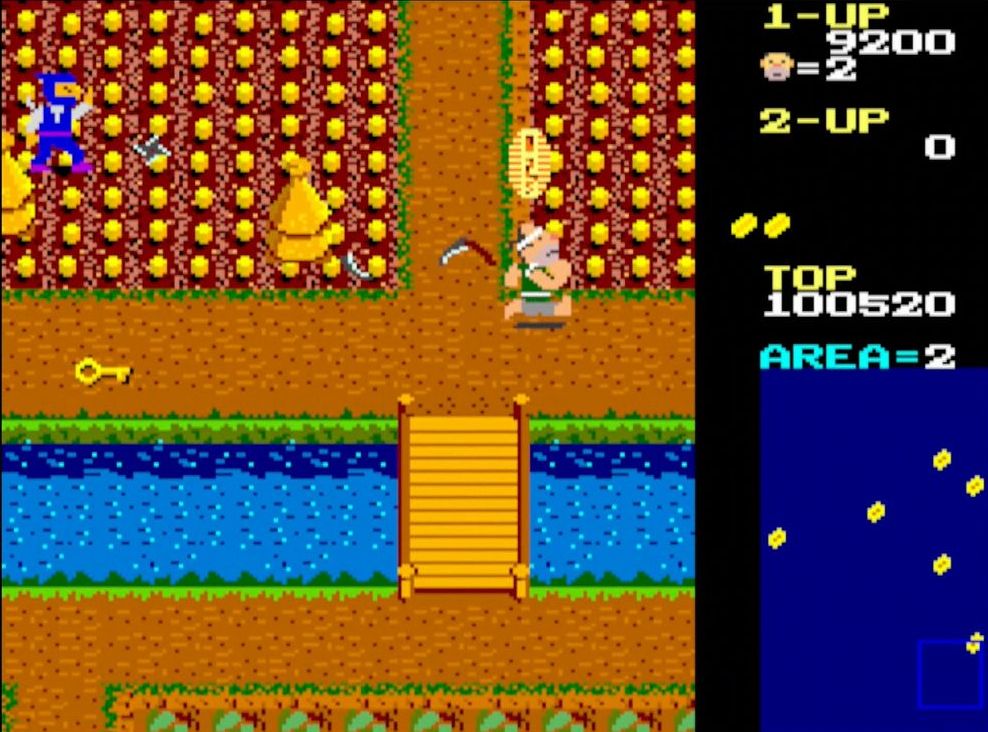 鍵を取って、牢屋に捕まっているお百姓さんを救出すると1UPする