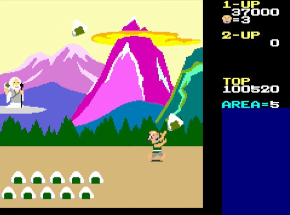 オニギリを取ってステージをクリアするとボーナスゲームが遊べる