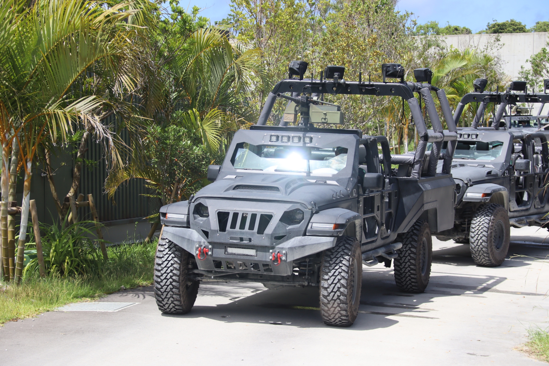 装甲車に乗り込み、草食恐竜の確認に出発！