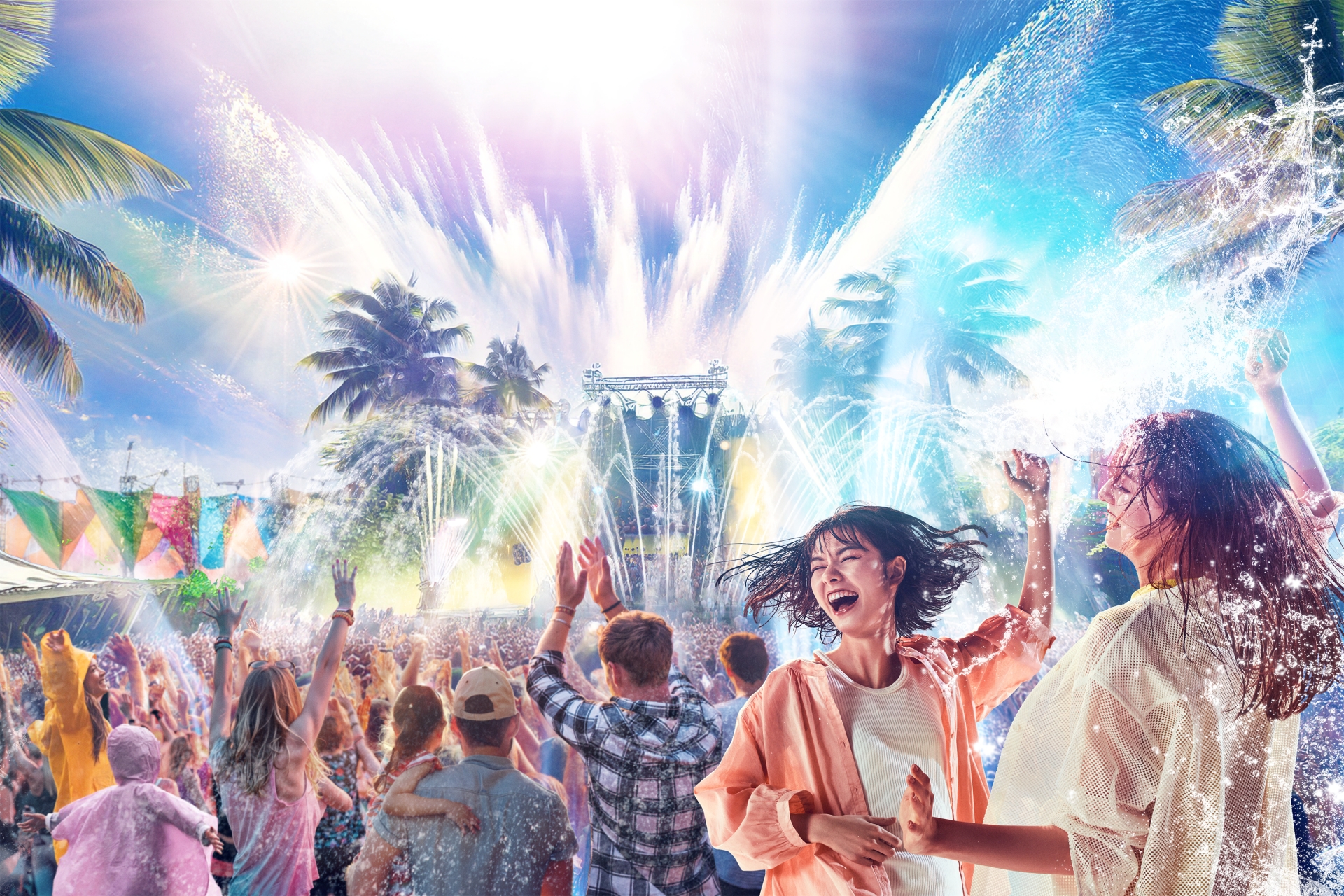 最新テーマパークらしいびしょ濡れイベントもある