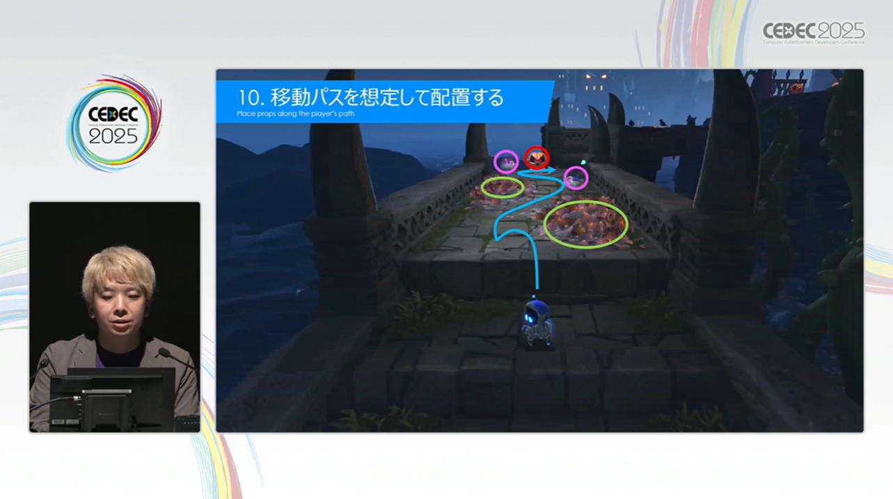 オブジェクトを配置することでプレイヤーの移動パスを誘導