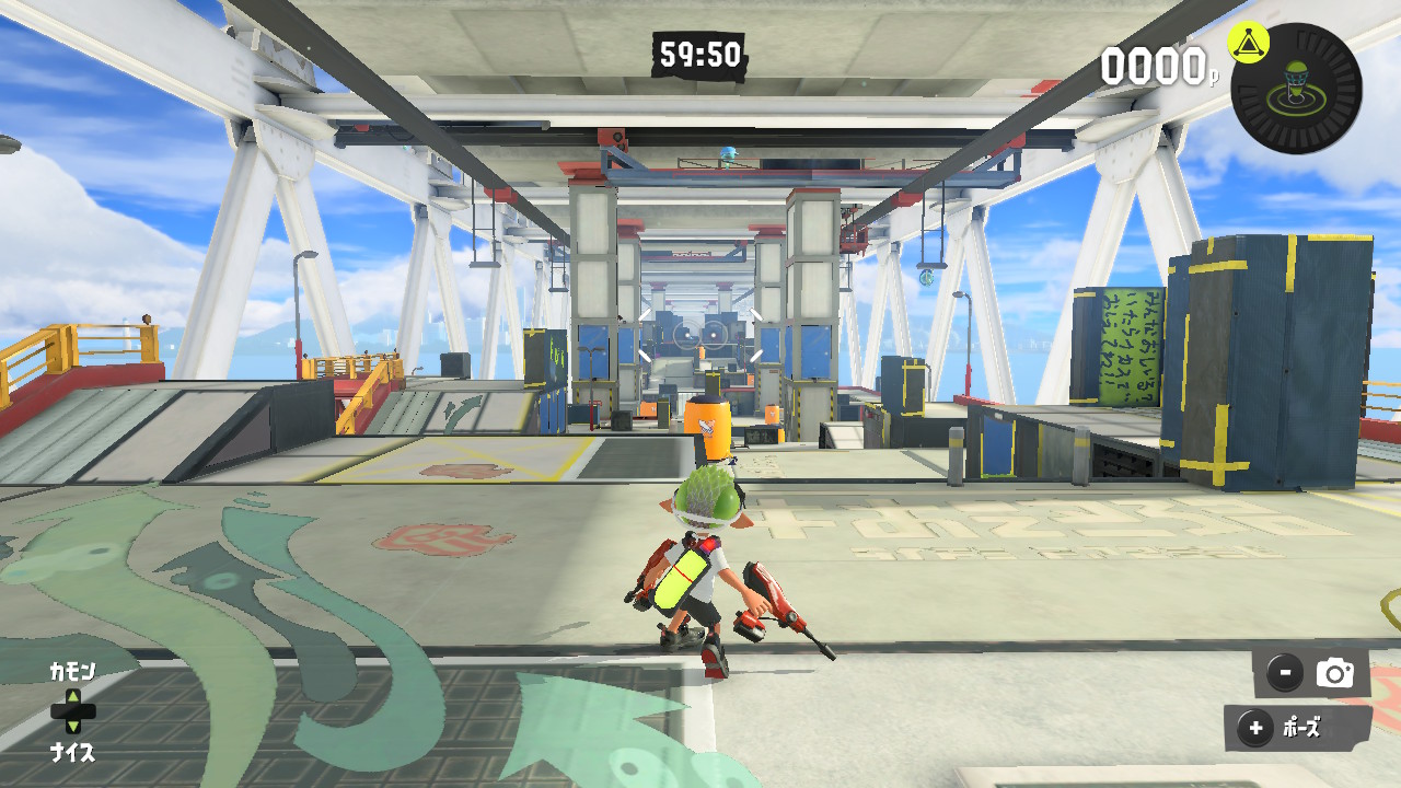 縦長ステージの代表である「マサバ海峡大橋」。まずはSwitchでのプレイ画面