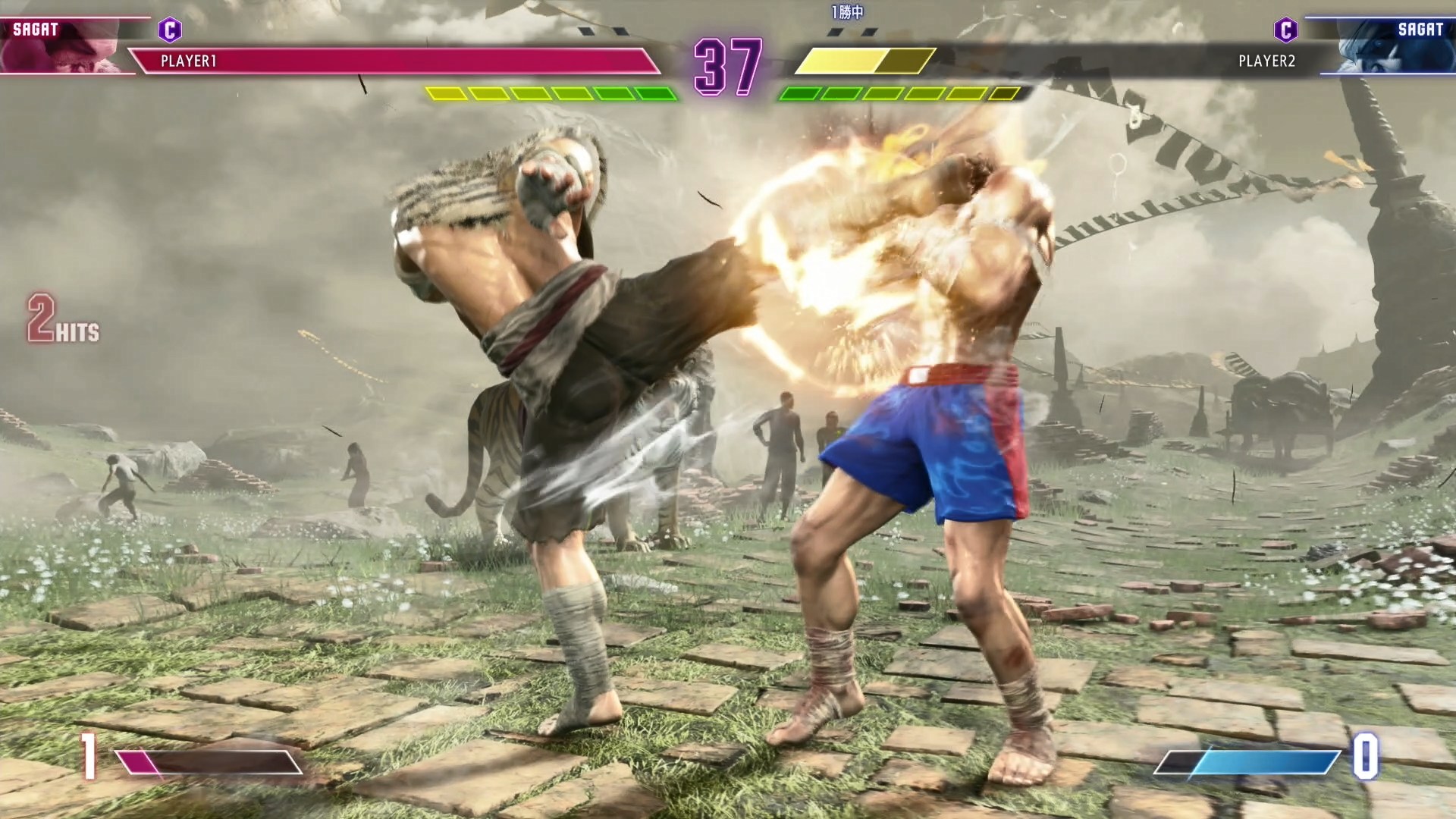 踏み込んでハイキックを放つ蹴り技。踏み込みがあるため、リーチがかなり長くなる