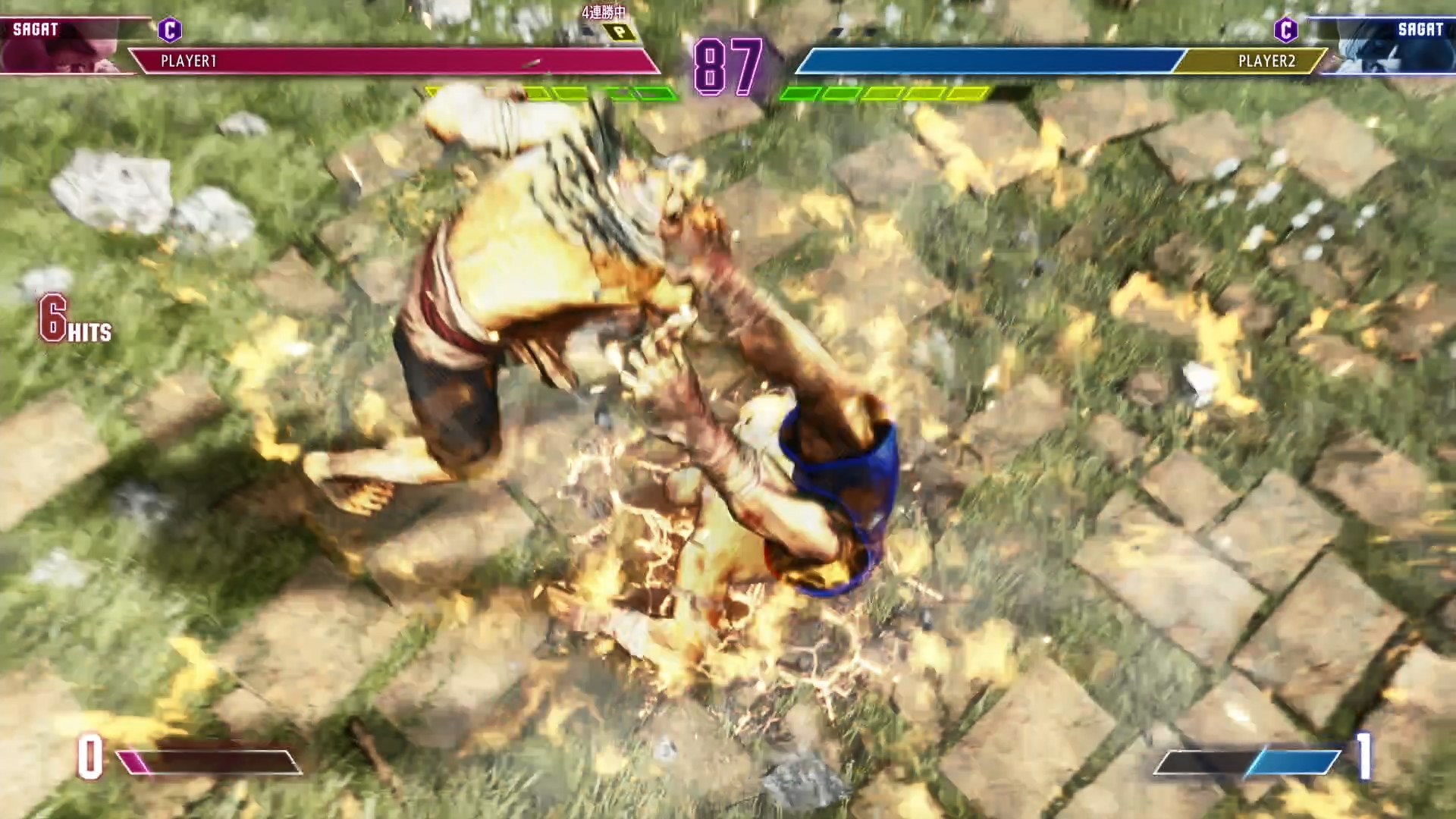 下押し時に発動する「サベージタイガースタンプ」は相手をその場に叩きつける派生技。相手は目の前で倒れた状態から再開するため、起き攻めが可能