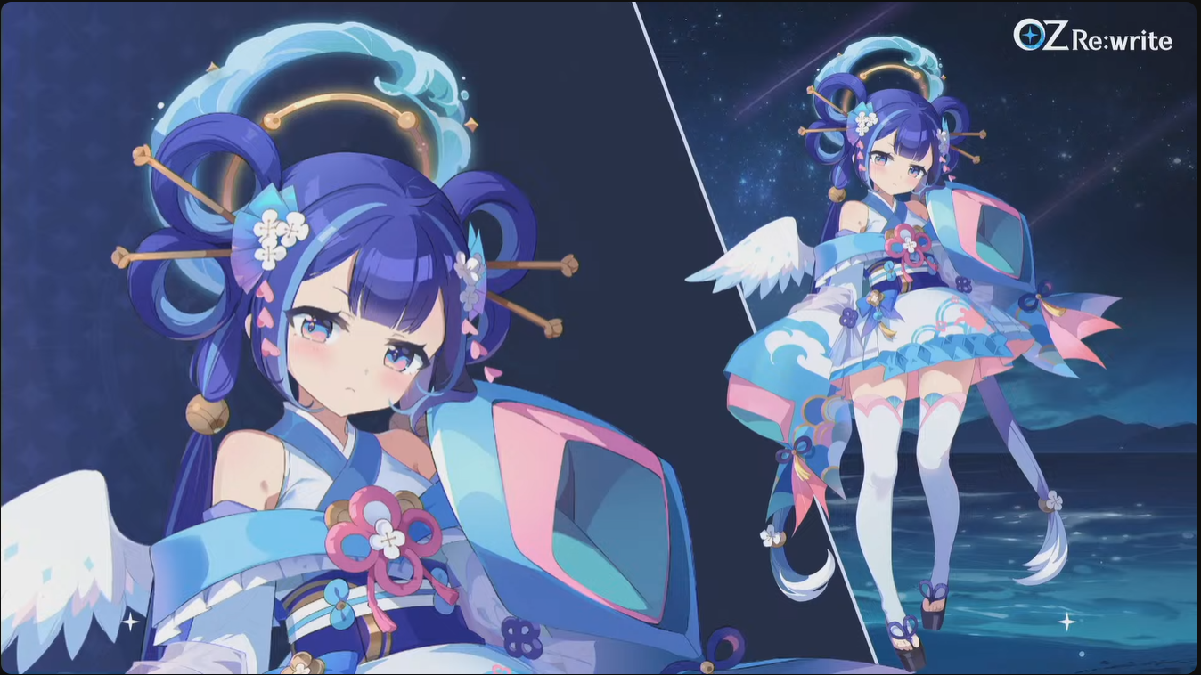 配信より、ユーザーとの共同制作で生まれたキャラクター「オトヒメ」。ゲーム内登場時には無料で配布される予定だ