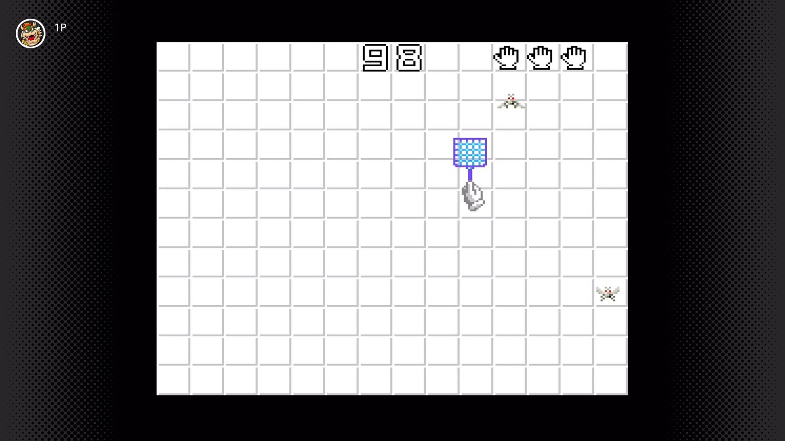 画面上をぷ～んと飛ぶハエをたたく、ハエタタキのゲームを遊ぶことができる