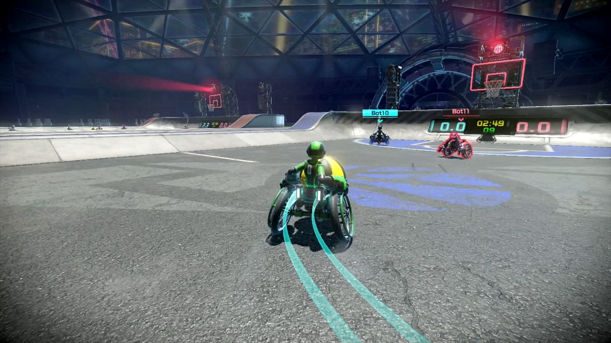 ボールは自動的にキャッチが可能。また、ドリブルはないので持ったまま移動できる