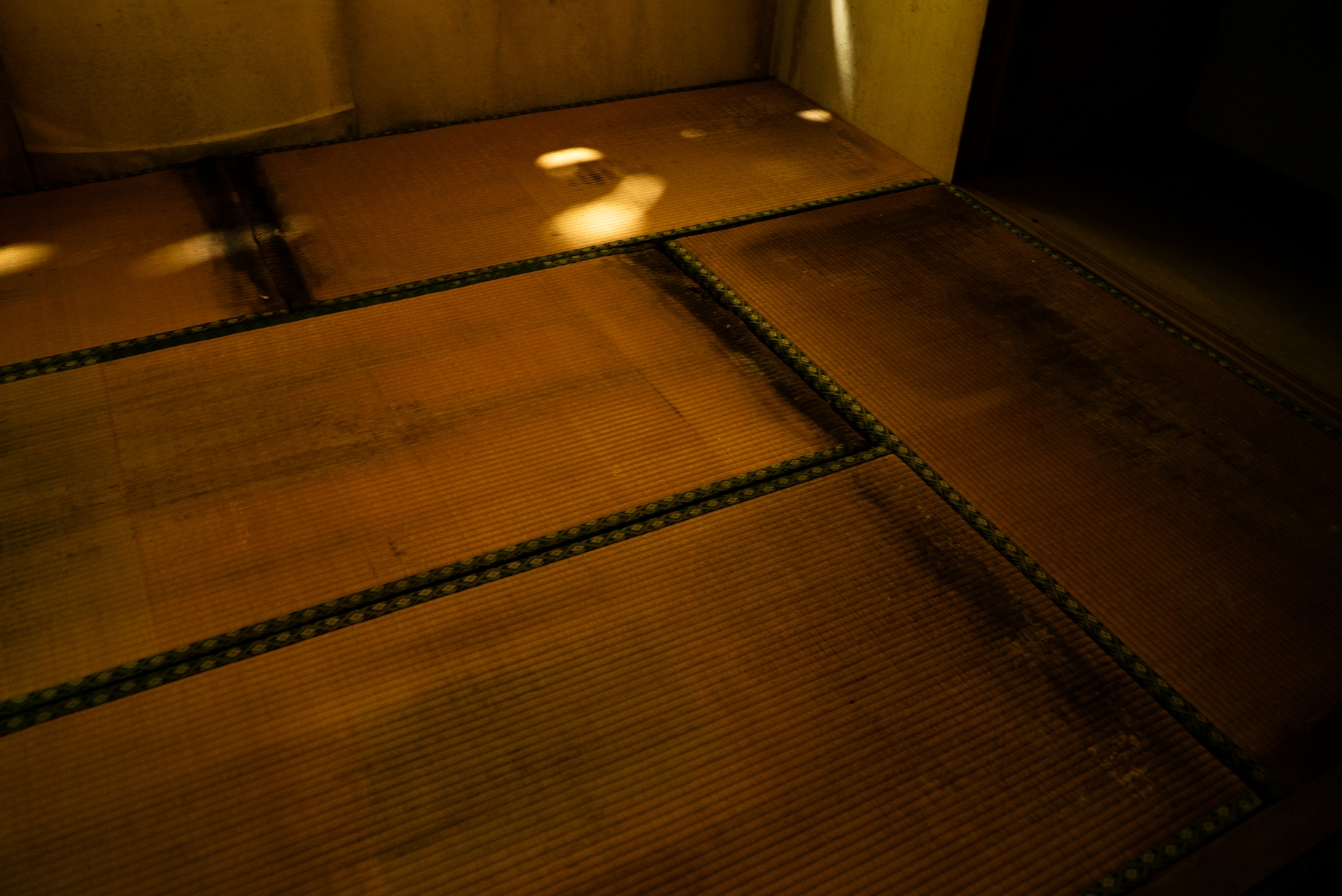 本物ではないとわかっていても、この畳のシミは気持ち悪くなる