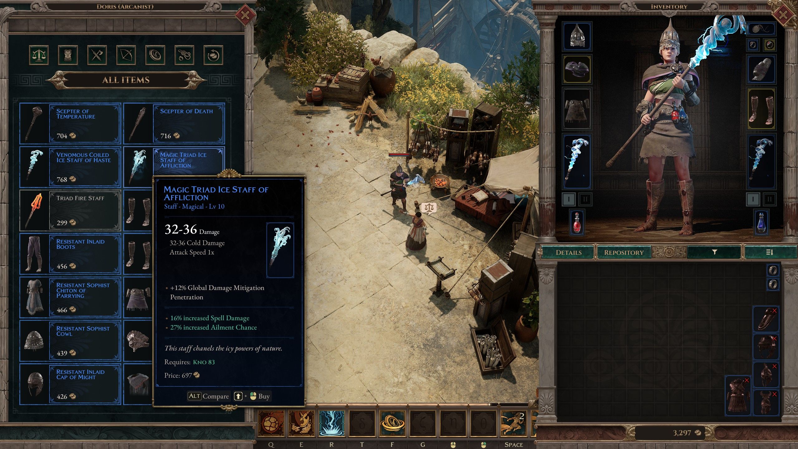 種類毎に効果が異なるベースのアイテムに、Affixがつくことで多種多様な装備が生まれる