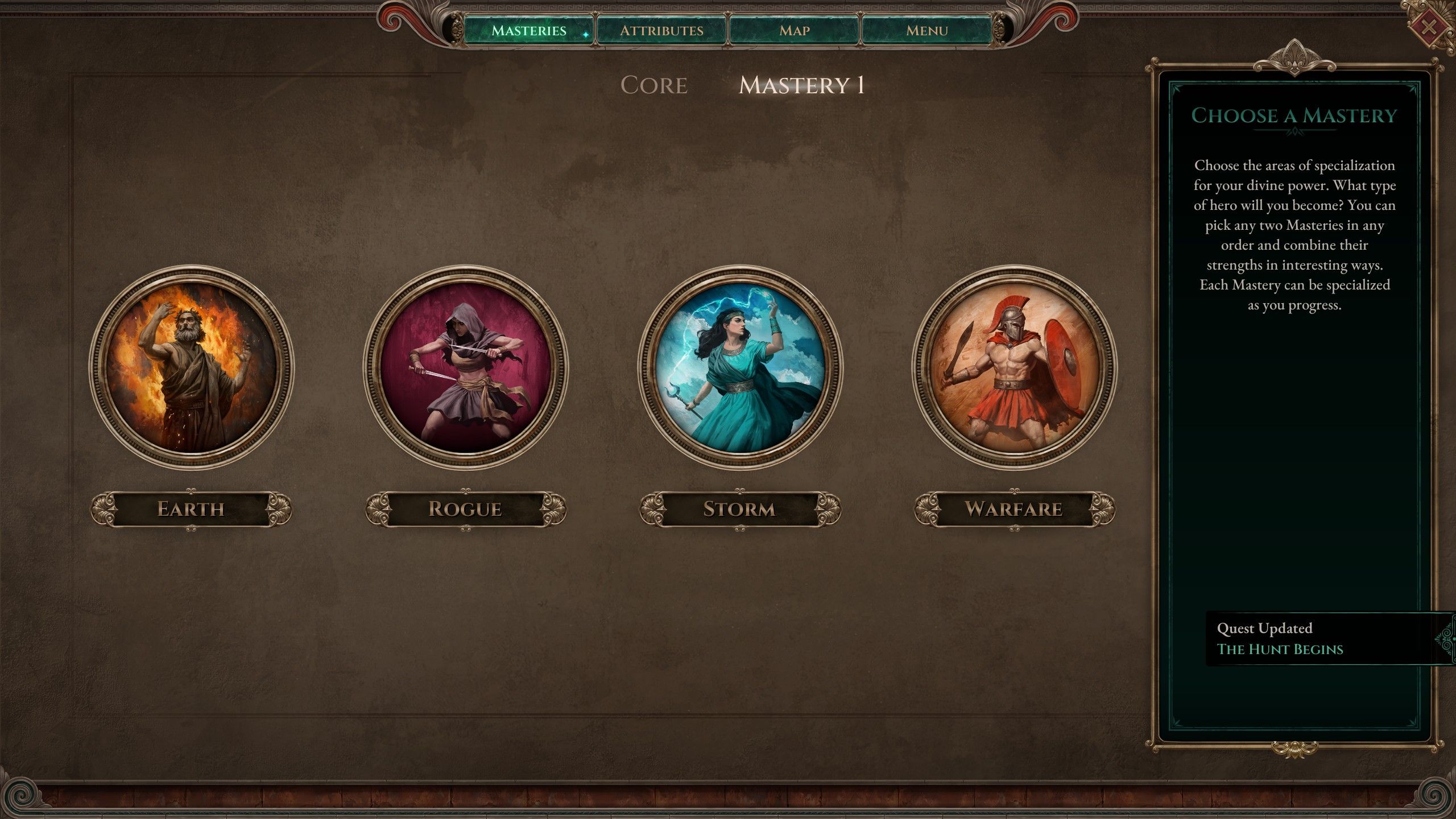 4種類のマスタリーから2種類を選ぶ。前作にもあったシステムだが、このシステムがキャラクタービルド多様性に貢献している