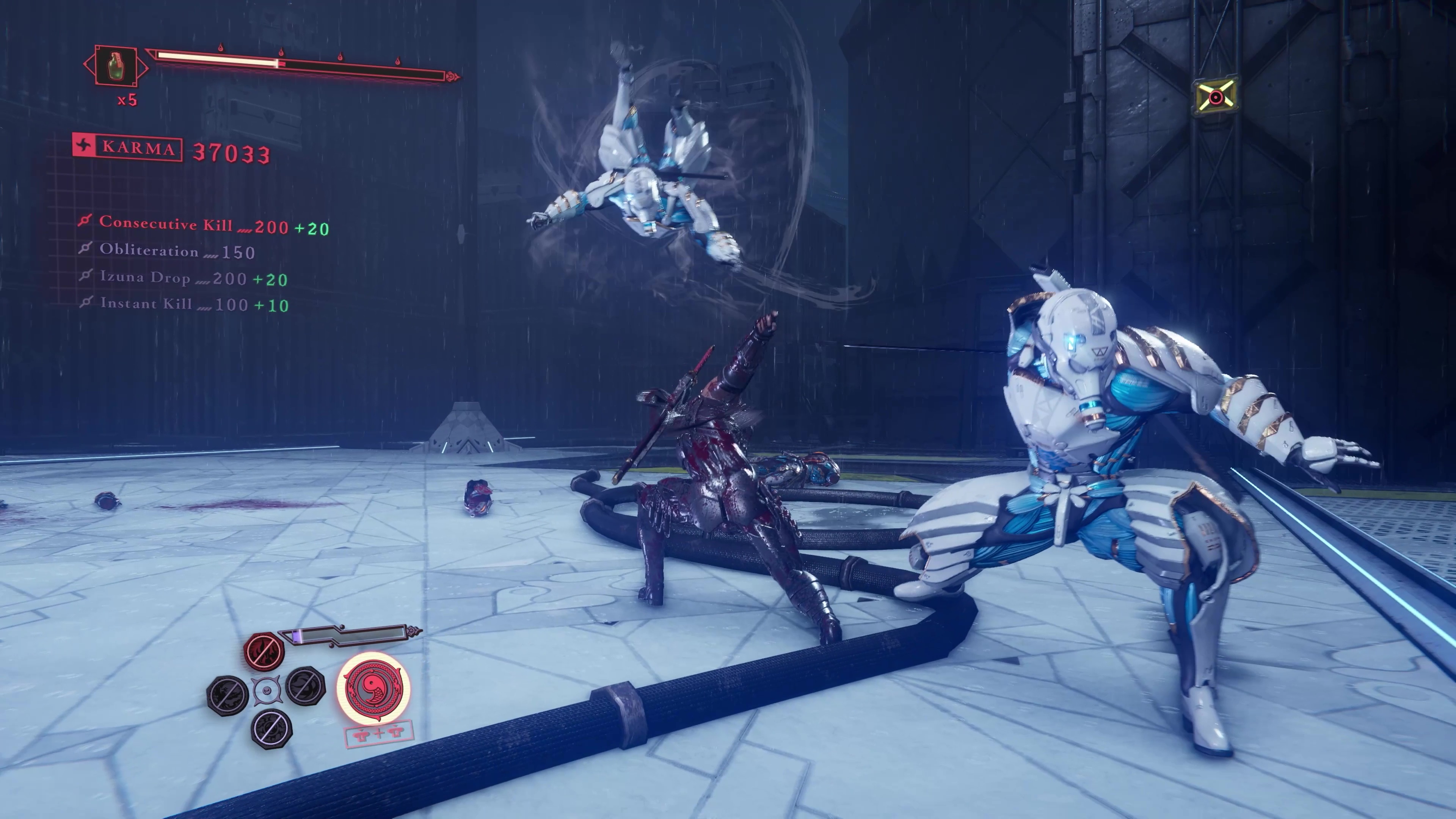 ハヤブサの代名詞ともいえる首切り投げと飯綱落とし。お馴染みの必殺技にファンならニヤリとできる