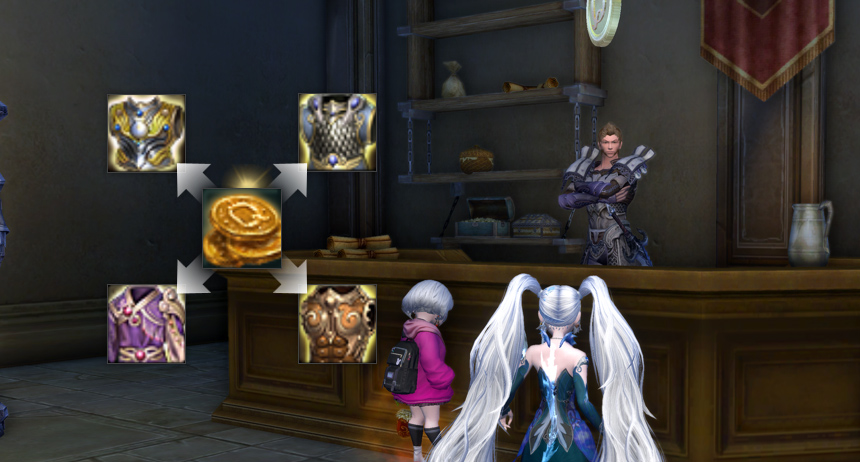 ほとんどのアイテムがギーナで購入可能に。アビス装備やポーションなどの消耗品もNPCから買える……！