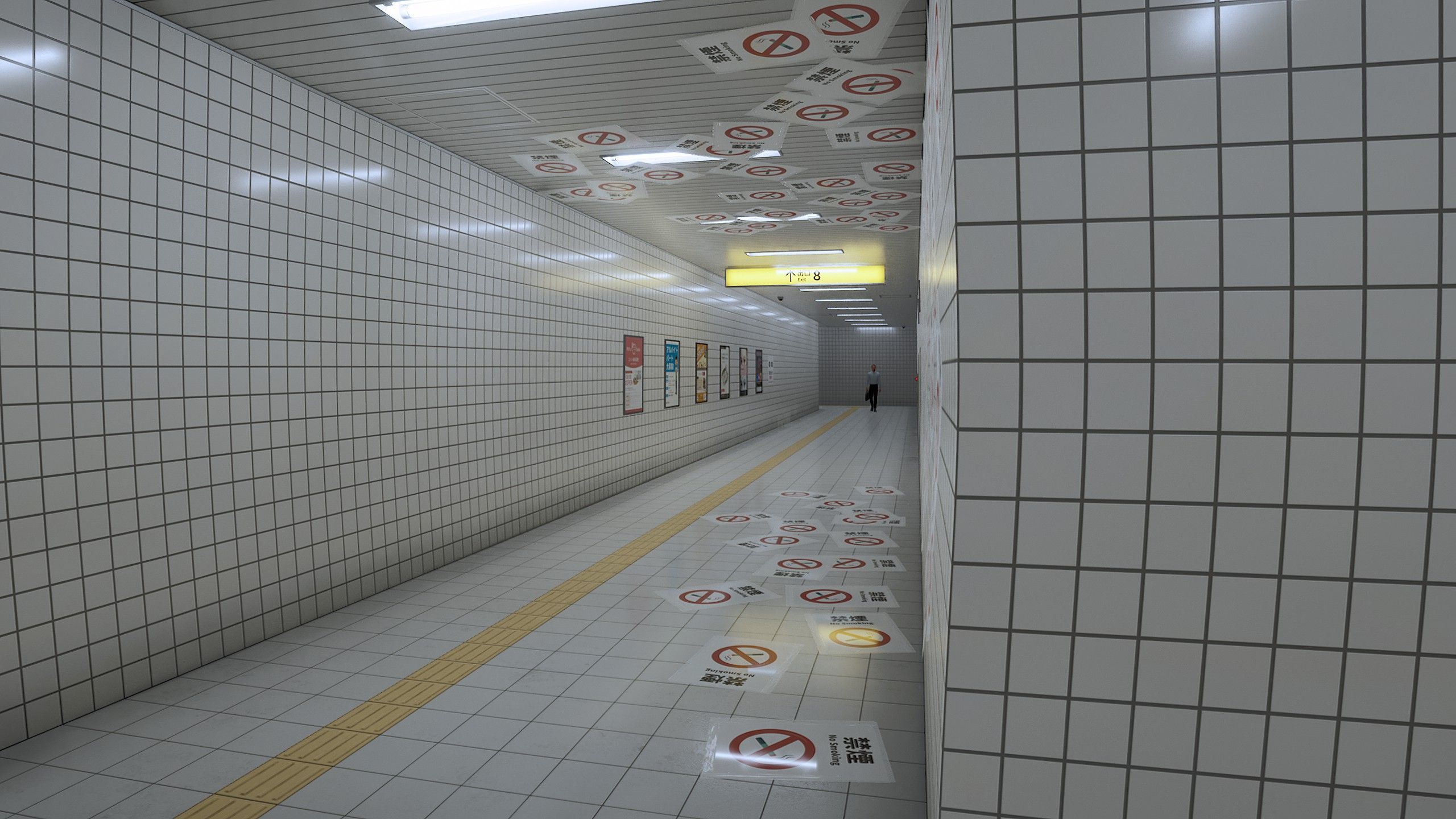 曲がり角で急に現われるためハッとする禁煙ポスターの異変。なんだか禍々しさを感じる