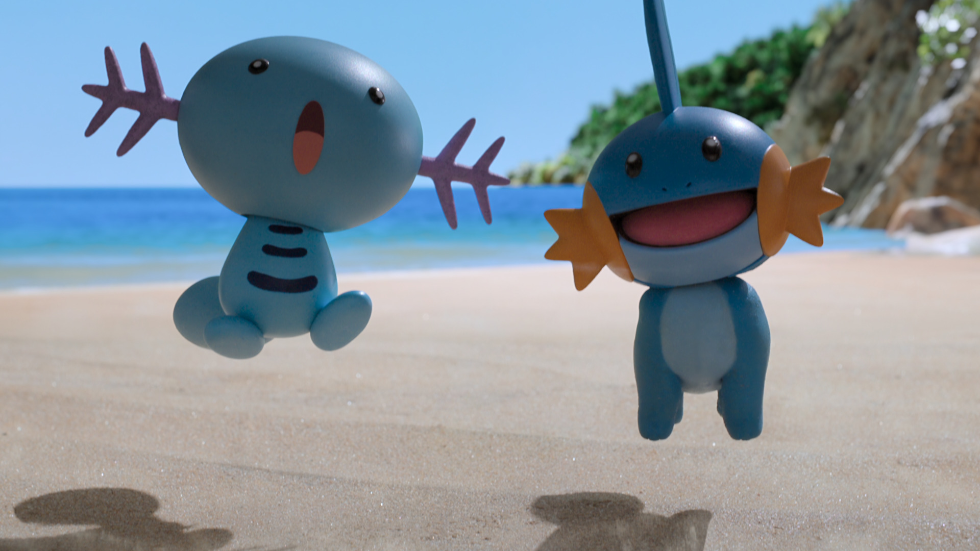 飛び跳ねるウパーと、ミズゴロウ