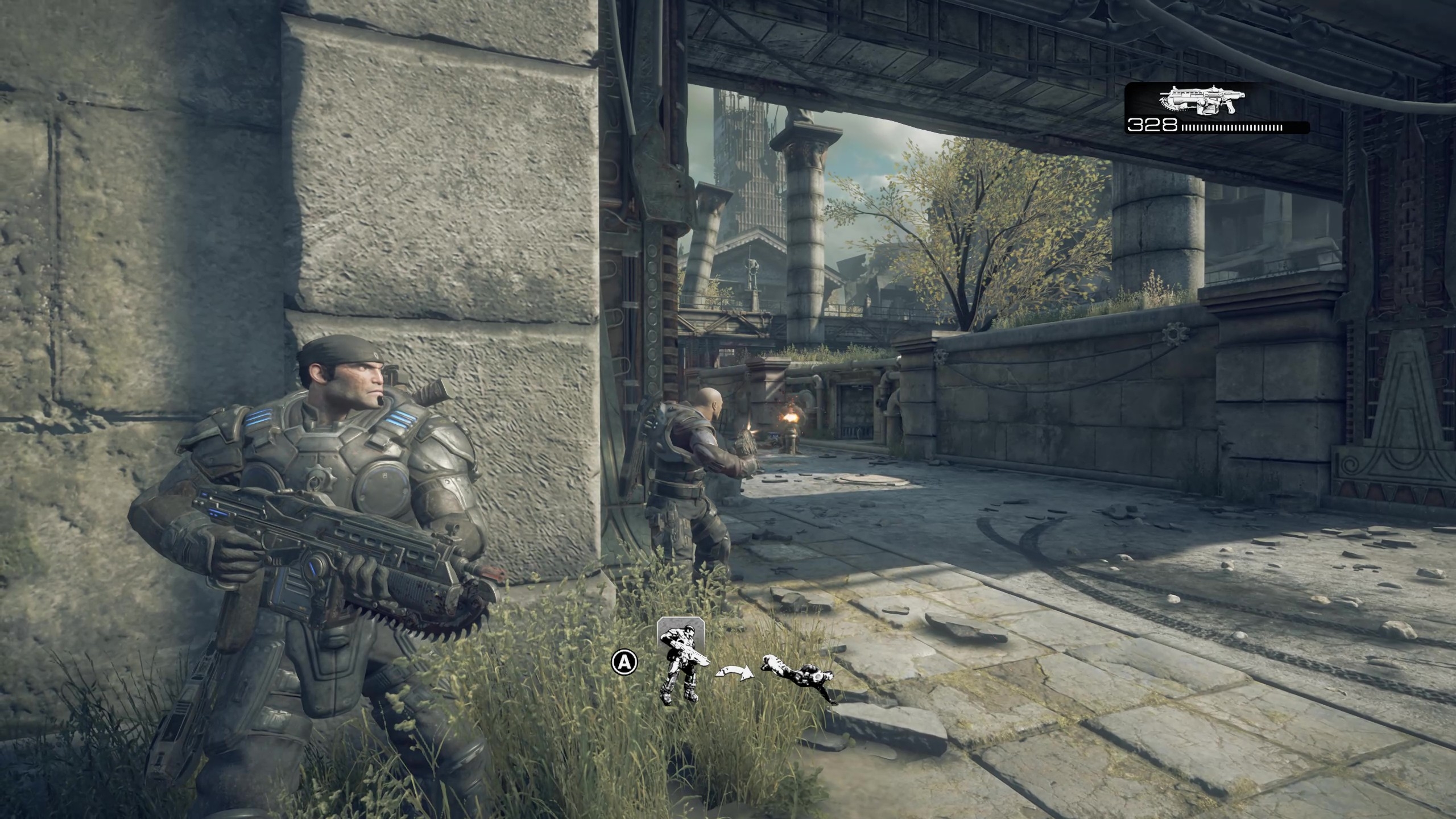 「Gears of War」は壁や遮蔽物に隠れながら戦うことが基本